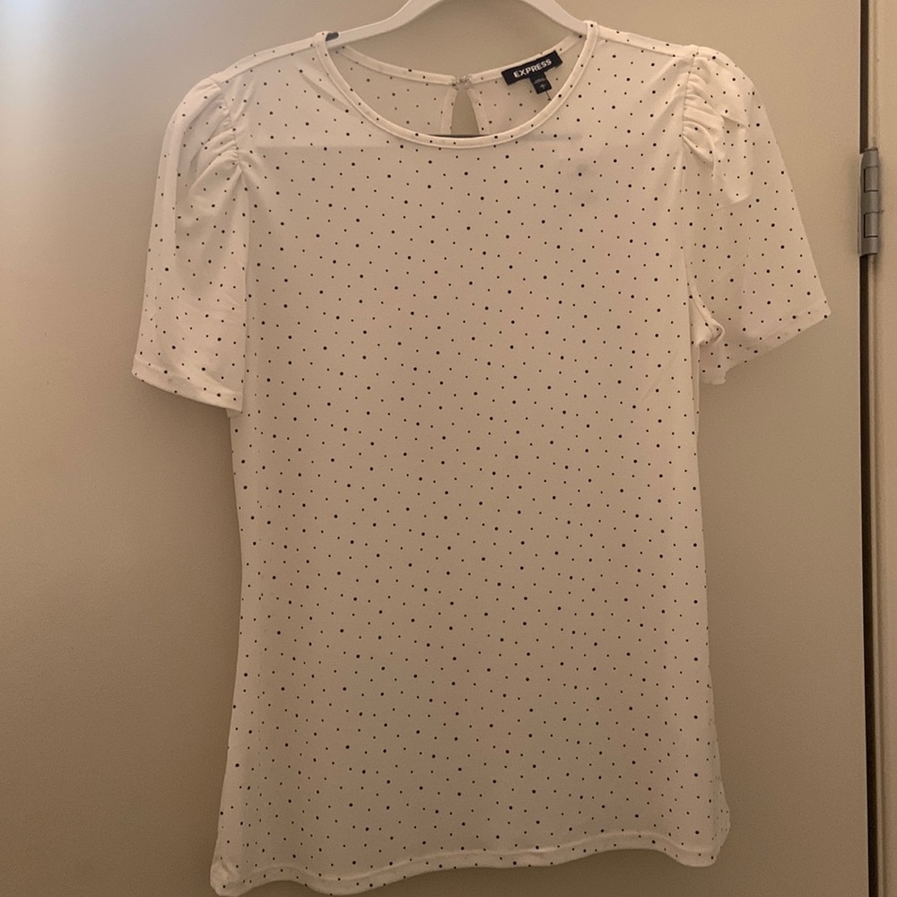 NWT Express Black & White Polka Dot Blouse